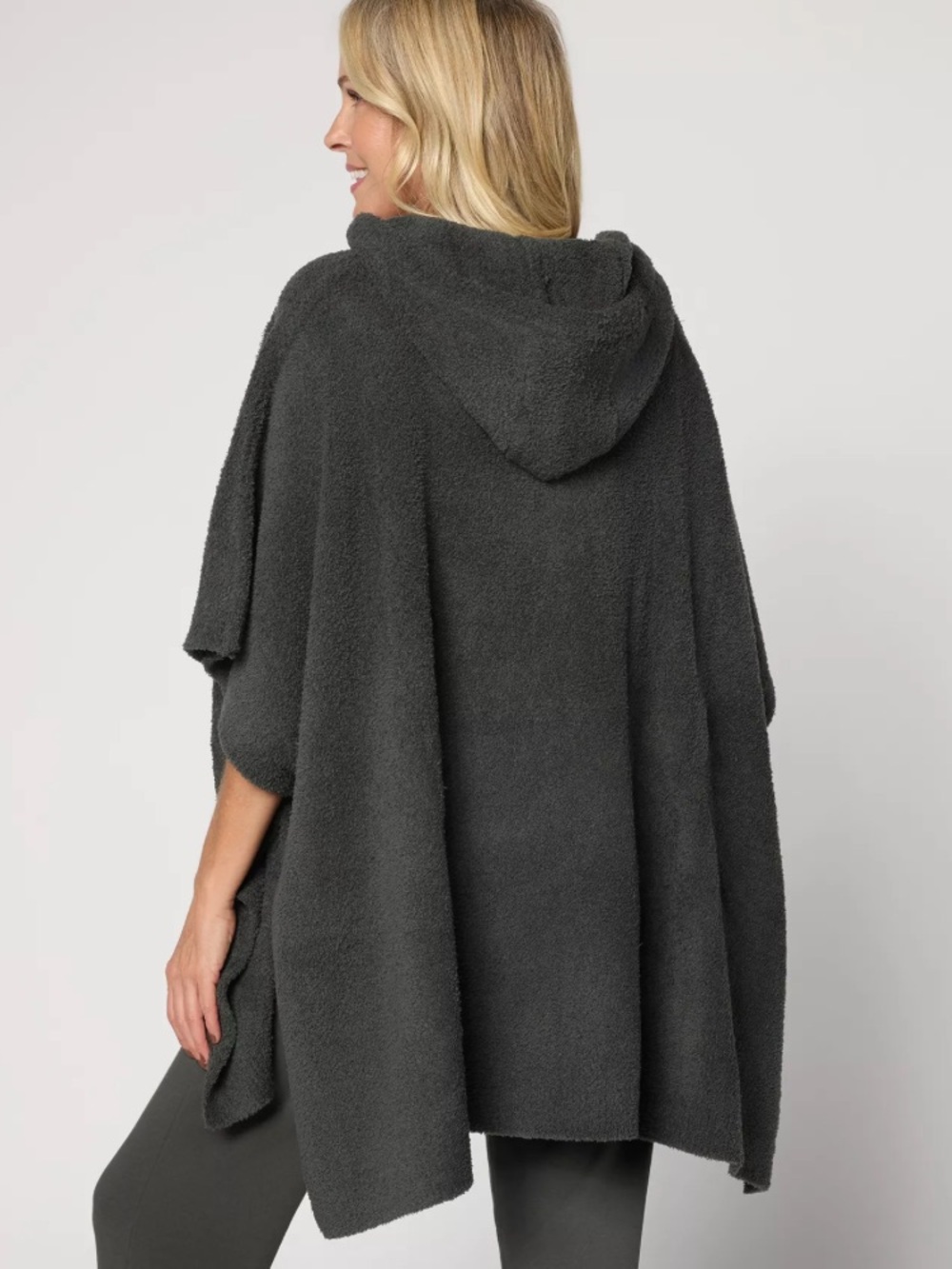 Barefoot Dreams Women's Top Sweater CozyChic Hooded Poncho Gray A660867